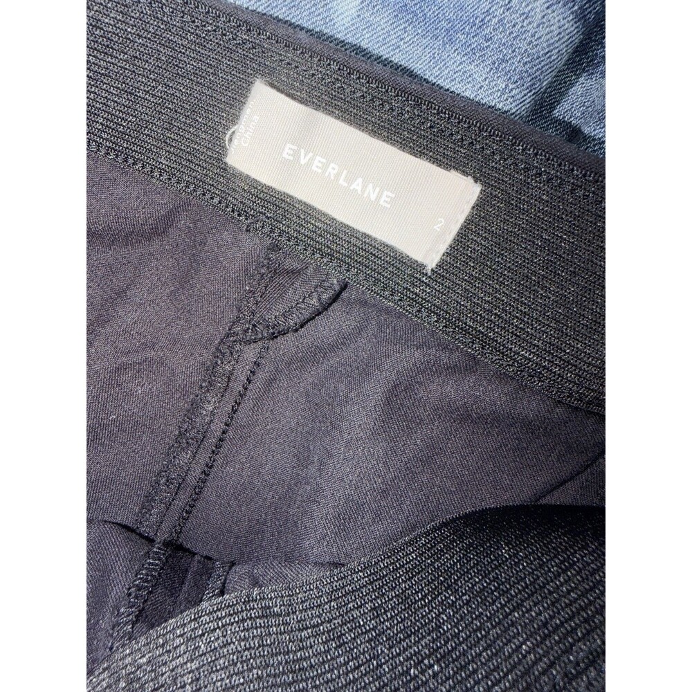 Everlane The Kick Ankle Pants Womens Sz 2 Black Cotton Side Zip Stretch Mid Rise - Picture 5 of 8
